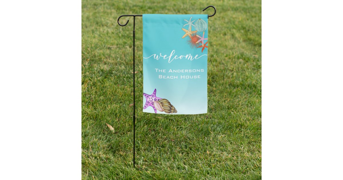 to Beach House Personalized Garden Flag Zazzle