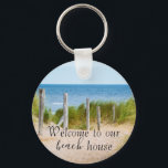 Welcome To Beach House Rental Property Vacation Keychain<br><div class="desc">This design was created though digital art. It may be personalized in the area provided by changing the photo and/or text. Or it can be customized by choosing the click to customize further option and delete or change the color the background, add text, change the text color or style, or...</div>