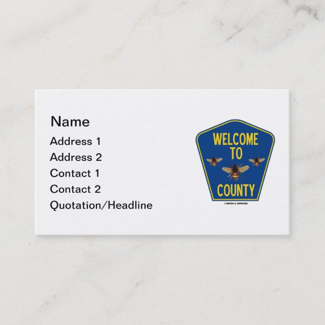 Welcome To Bees County (Three Bees Sign) Business Card (Front)