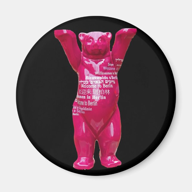 Welcome to Berlin Teddy Bear, Black Back Magnet (Front)