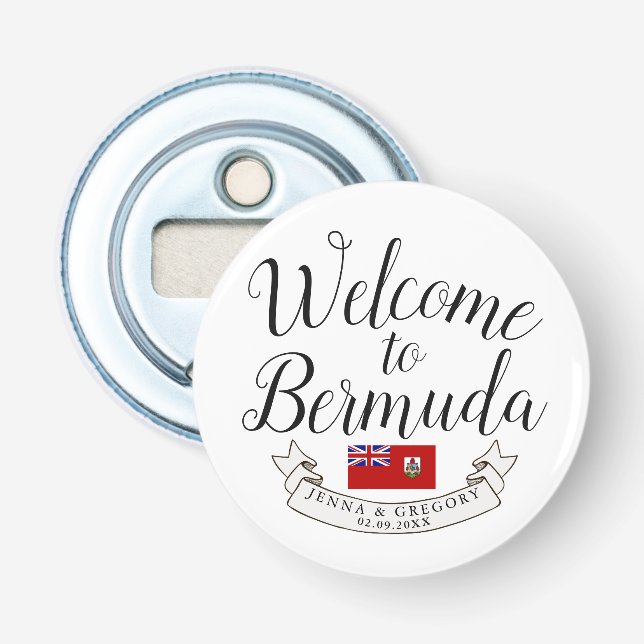 Welcome to Bermuda | Destination Wedding Favor Bottle Opener (Front)