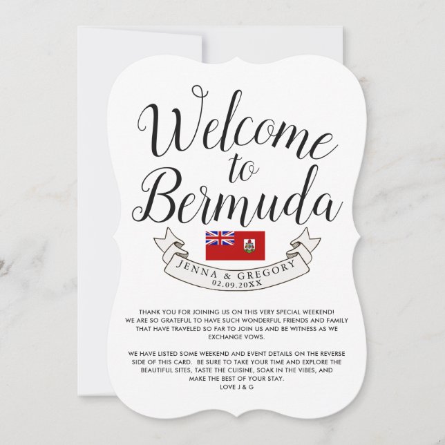 Welcome to Bermuda | Destination Wedding Favor Invitation (Front)