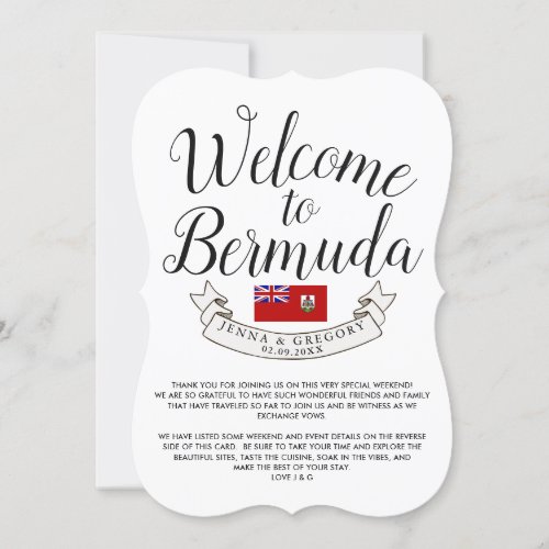 Welcome to Bermuda  Destination Wedding Favor Invitation