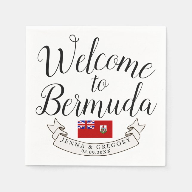 Welcome to Bermuda | Destination Wedding Favor Napkins (Front)