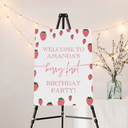 Welcome to Berry First Birthday Strawberry Girl Foam Board