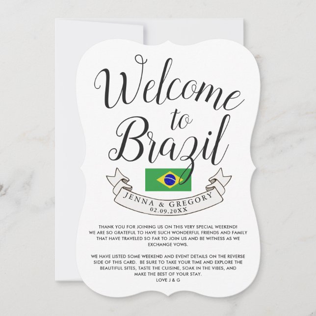 Welcome to Brazil | Destination Wedding Custom Invitation (Front)