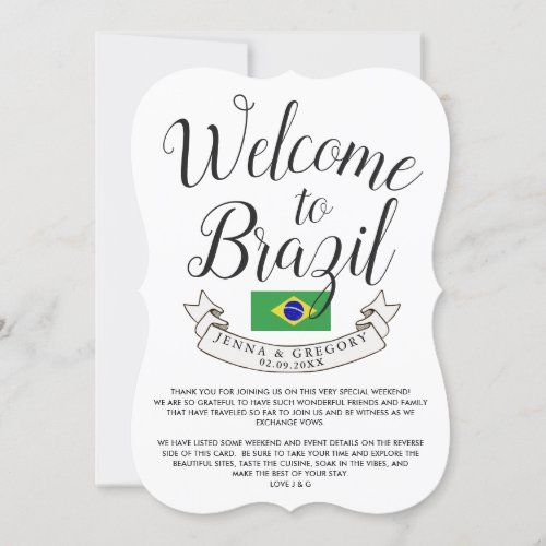 Welcome to Brazil  Destination Wedding Custom Invitation