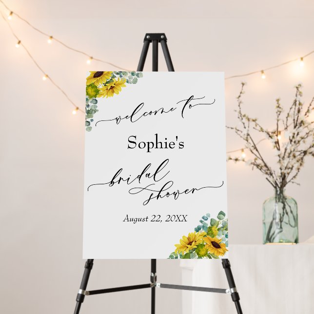 Welcome to Bridal Shower Eucalyptus & Sunflowers Foam Board (In Situ (Stand))