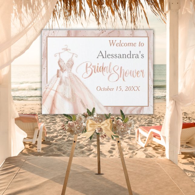 Welcome to Bridal Shower Pretty Dress Rose Gold Sign (Creator Uploaded)