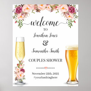 Welcome to bubbles and brews couples shower sign
