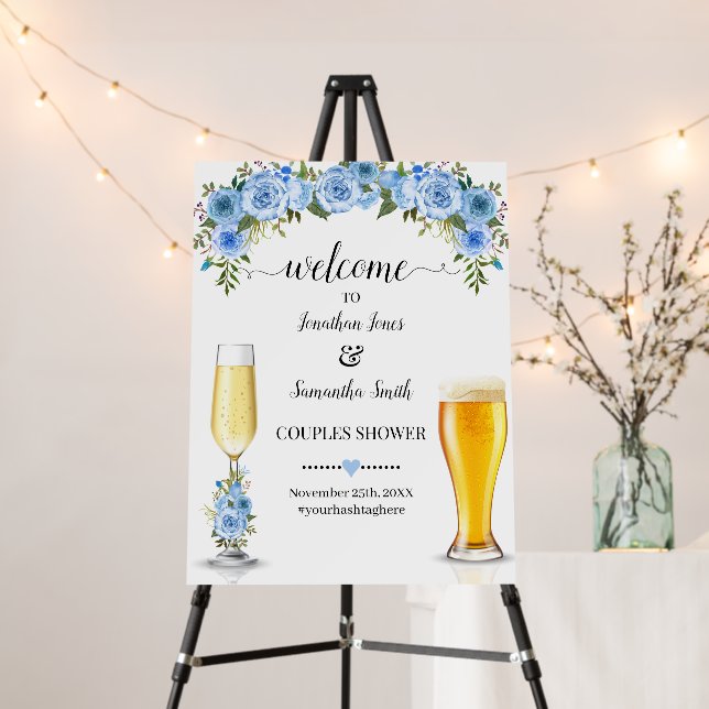 Welcome to Bubbles & Brews Couples Shower Blue Foam Board (In Situ (Stand))