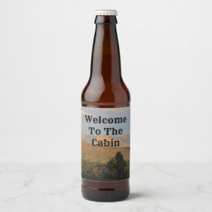 Welcome to Cabin Arizona Landscape Photo Mountains Beer Bottle Label