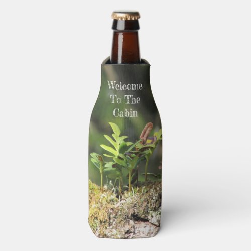 Welcome To Cabin Fern Moss Rustic Vacation Rental Bottle Cooler
