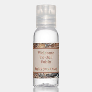Welcome to Cabin Tree Bark Photo Rustic Guest Hand Sanitizer