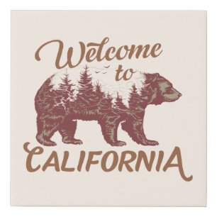 Welcome to California Bear Faux Canvas Print