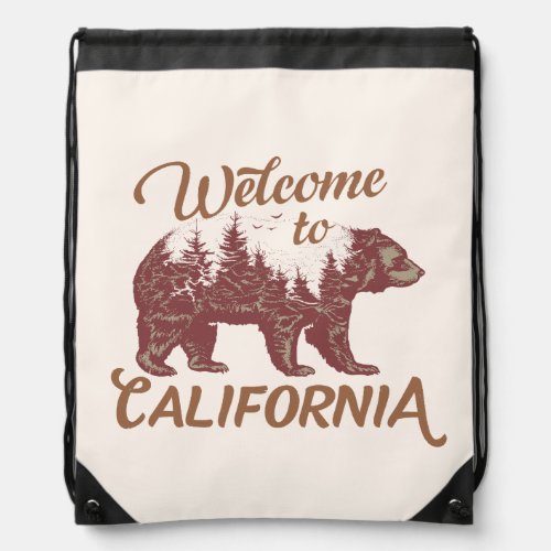 Welcome to California Bear Forest  Drawstring Bag