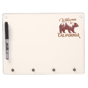 Welcome to California Bear Forest Dry Erase Board With Keychain Holder