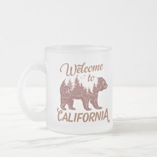 Welcome to California Bear Forest  Frosted Glass Coffee Mug