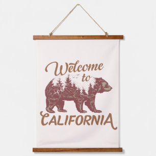 Welcome to California Bear Forest Hanging Tapestry