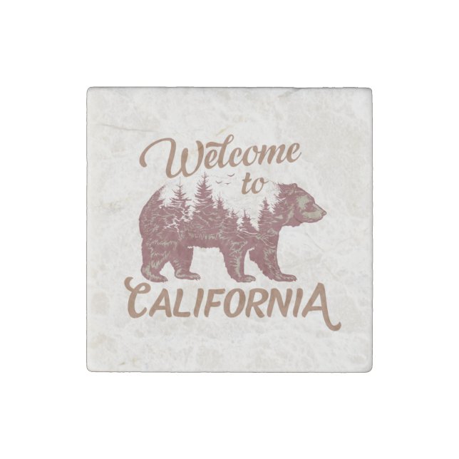 Welcome to California Bear Forest  Stone Magnet (Front)