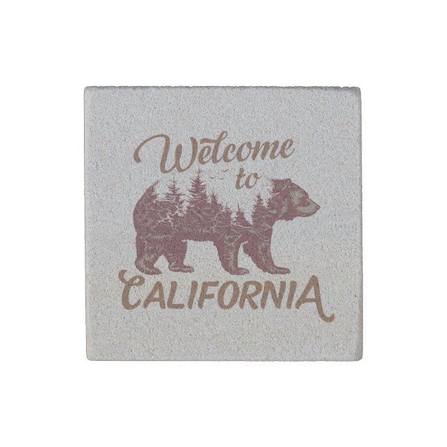 Welcome to California Bear Forest  Stone Magnet (Front)