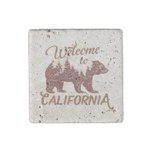 Welcome to California Bear Forest Stone Magnet