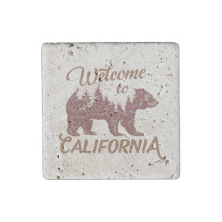 Welcome to California Bear Forest Stone Magnet