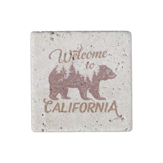 Welcome to California Bear Forest  Stone Magnet (Front)