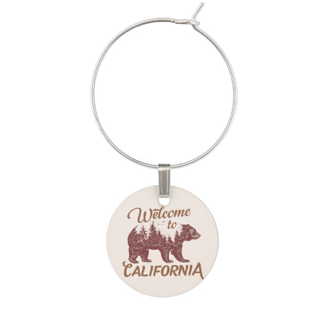 Welcome to California Bear Forest  Wine Charm (Front)