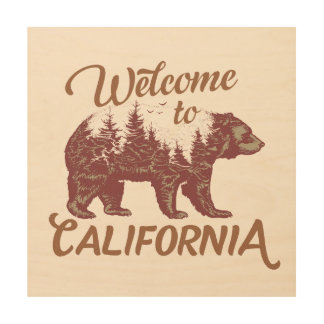 Welcome to California Bear Forest Wood Wall Art