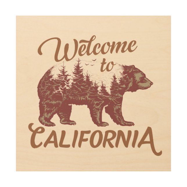 Welcome to California Bear Forest  Wood Wall Art (Front)