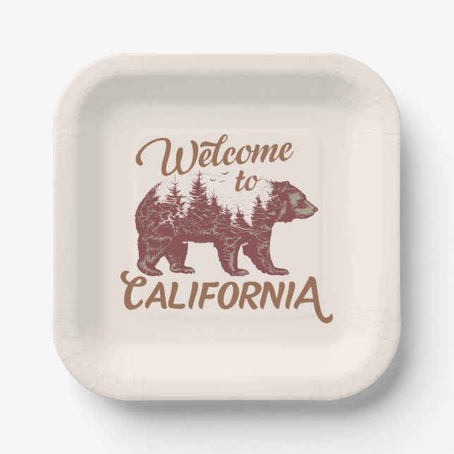 Welcome to California Bear Paper Plates (Front)