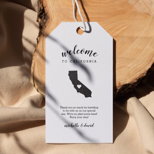 Welcome to CALIFORNIA  Calligraphy Wedding Gift Tags