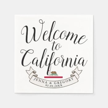 Welcome To California | Destination Wedding Napkins by HappyPlanetShop at Zazzle