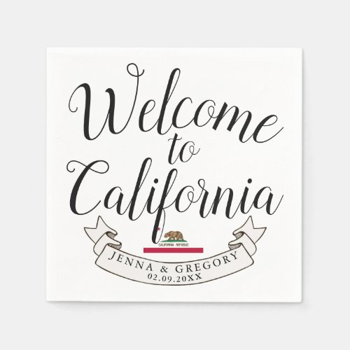 Welcome to California  Destination Wedding Napkins