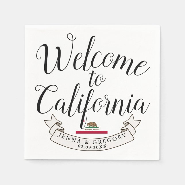 Welcome to California | Destination Wedding Napkins (Front)