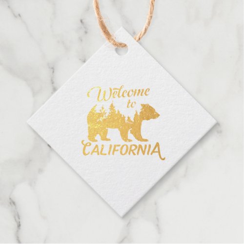 Welcome to California Forest Bear Foil Favor Tag