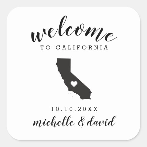 Welcome to California  Wedding custom favor Square Sticker