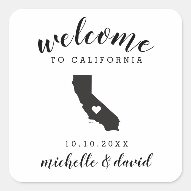 Welcome to California | Wedding custom favor Square Sticker (Front)
