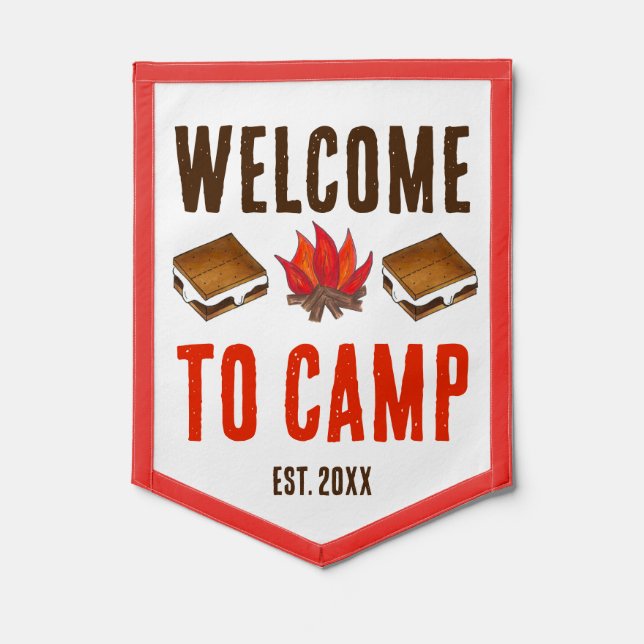 Welcome to Camp Fire Campfire S'mores Cabin Pennant (Front)