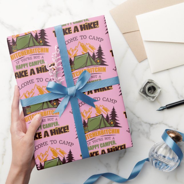Welcome To Camp Quitcherbitchin Happy Camper Wrapping Paper (Gifting)
