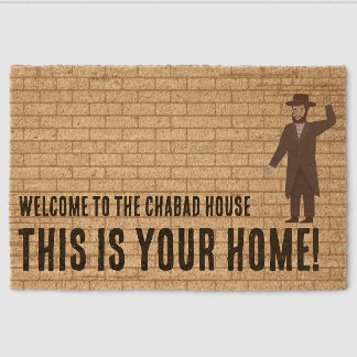 Welcome to Chabad House with Charming Chassid Fiber Doormat
