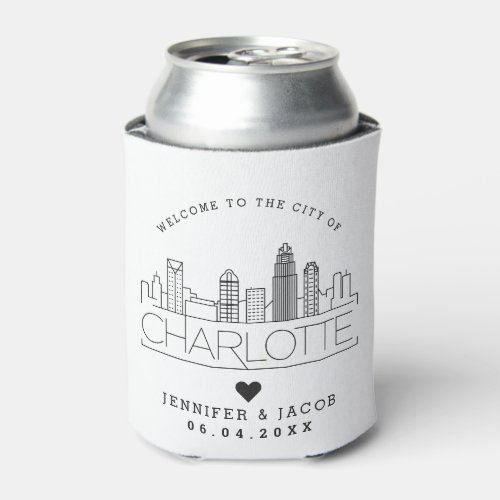 Welcome to Charlotte  Wedding Guest Favor Can Cooler