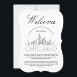 Welcome to Chicago | Guests Details Invitation<br><div class="desc">A unique guest details card tailored to your wedding guest traveling to see you in the beautiful city of Chicago, Illinois. It features a modern deco-style illustration of the city's skyline on the front followed by spaces for your unique wedding day information underneath it. Extra space is also included on...</div>