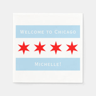 Welcome to Chicago Personalized Chicago Flag Napkins
