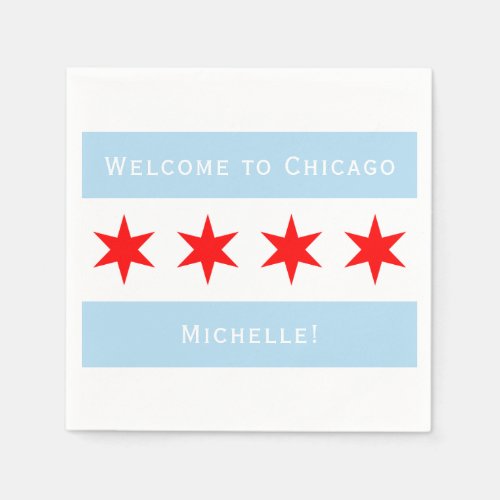 Welcome to Chicago  Personalized Chicago Flag Napkins