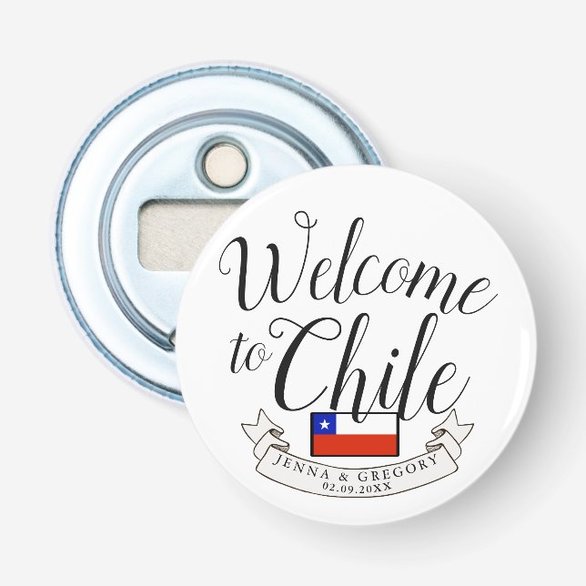 Welcome to Chile | Destination Wedding Custom Bottle Opener (Front)