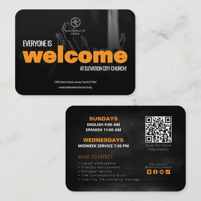 Welcome To Church Invitation Calling Card Template (Front/Back)