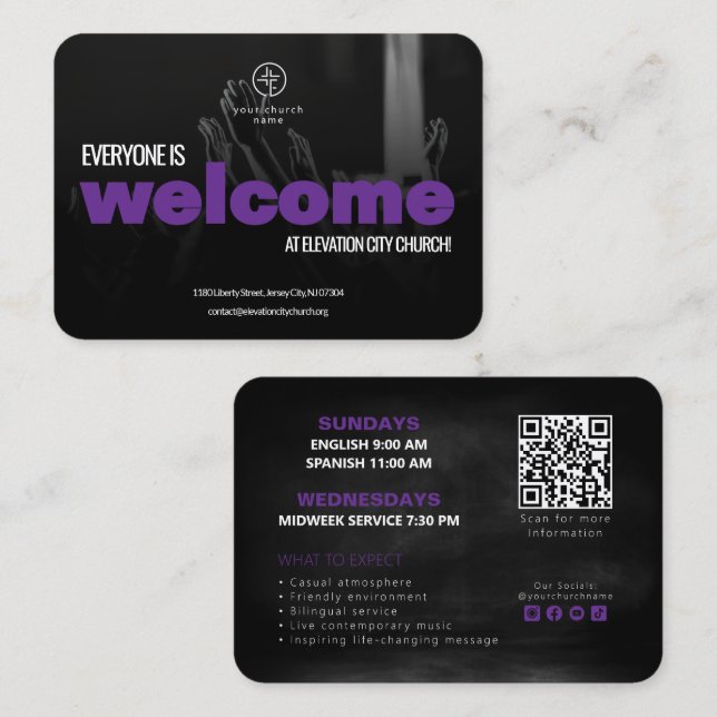 Welcome To Church Invitation Calling Card Template (Front/Back)