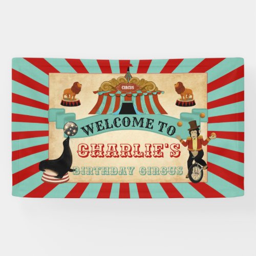 Welcome to Circus Birthday Party Banner